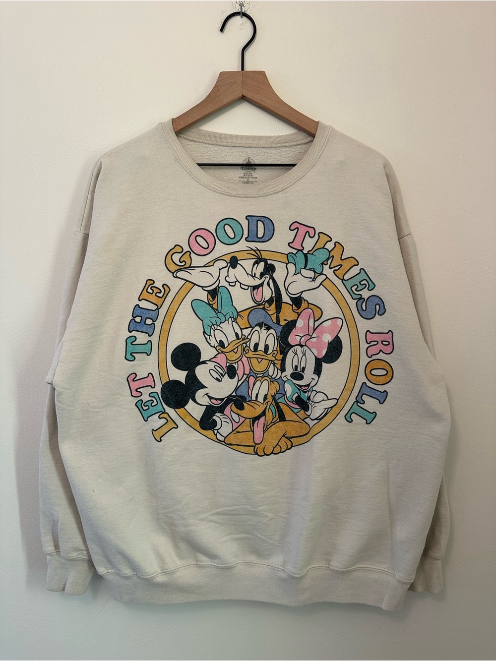 Disney Let the Good Times Roll Fab 5 Vintage Style Cream Crewneck Sweatshirt